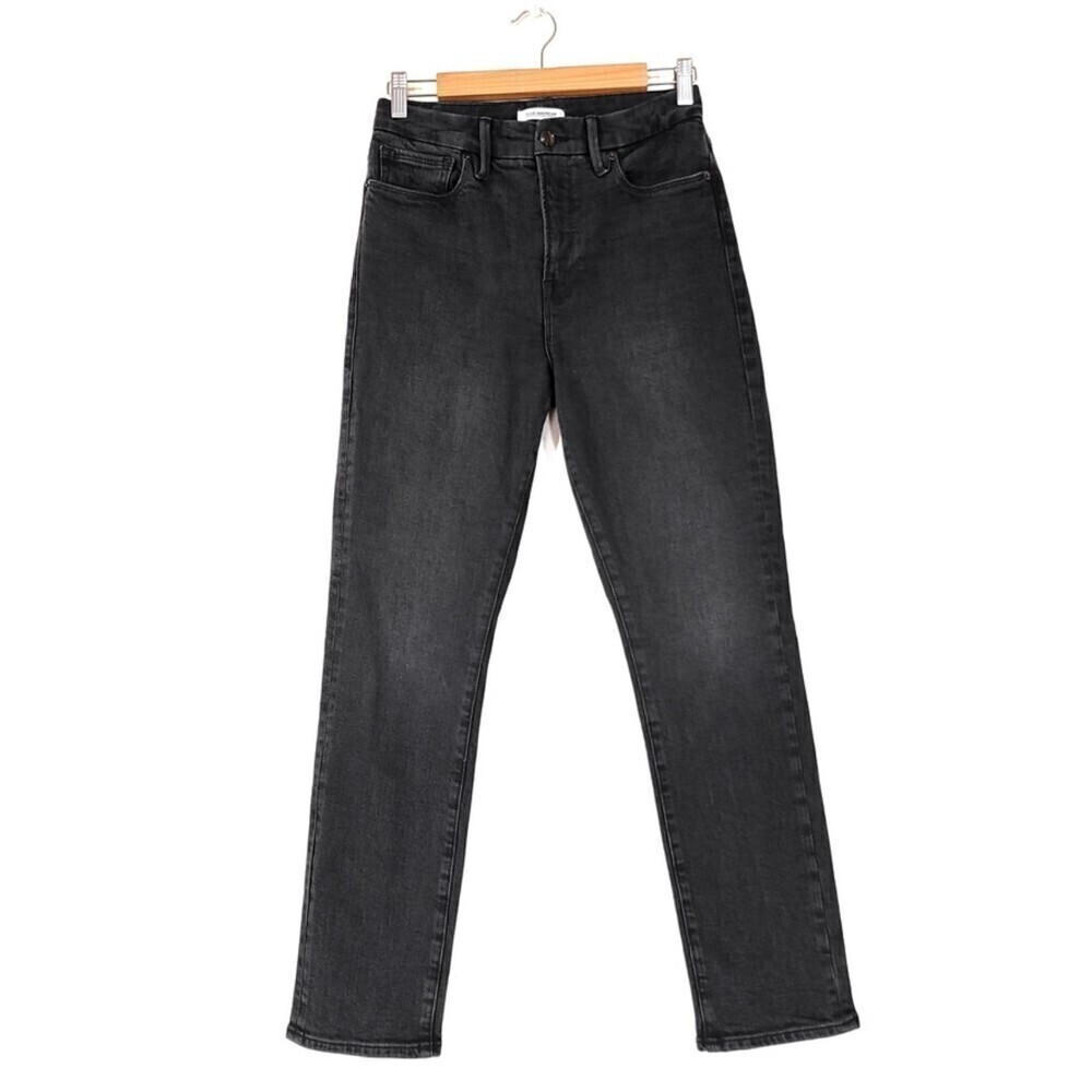 GOOD AMERICAN Good Classic High Waisted Skinny Jean Distressed Black 114 US 27